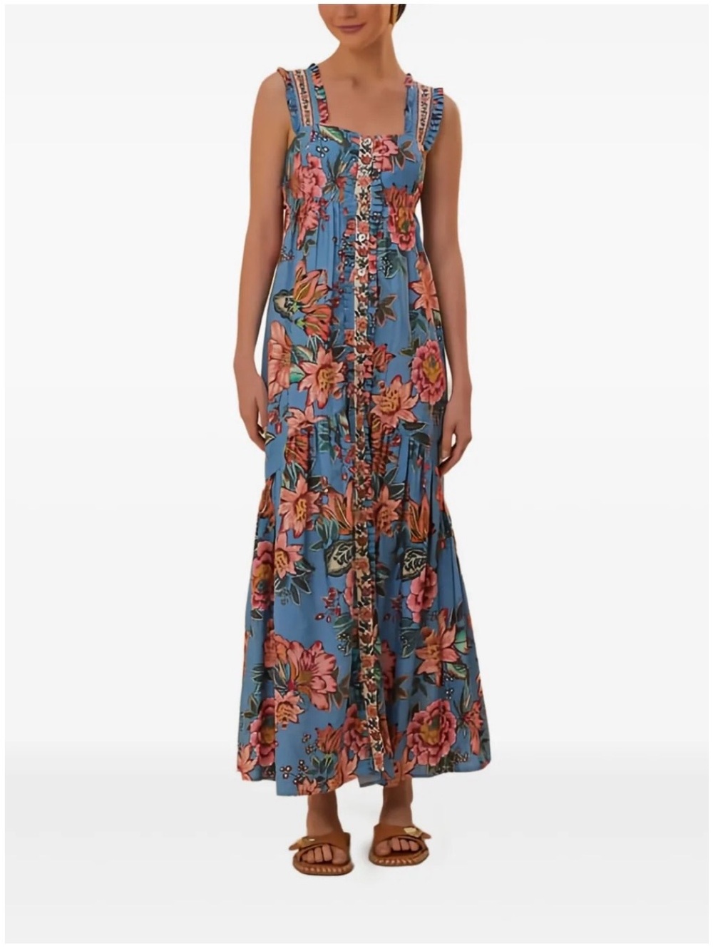 FARM Rio Wonderful Bouquet Blue Sleeveless Maxi Dress Size XS - Picture 14 of 14